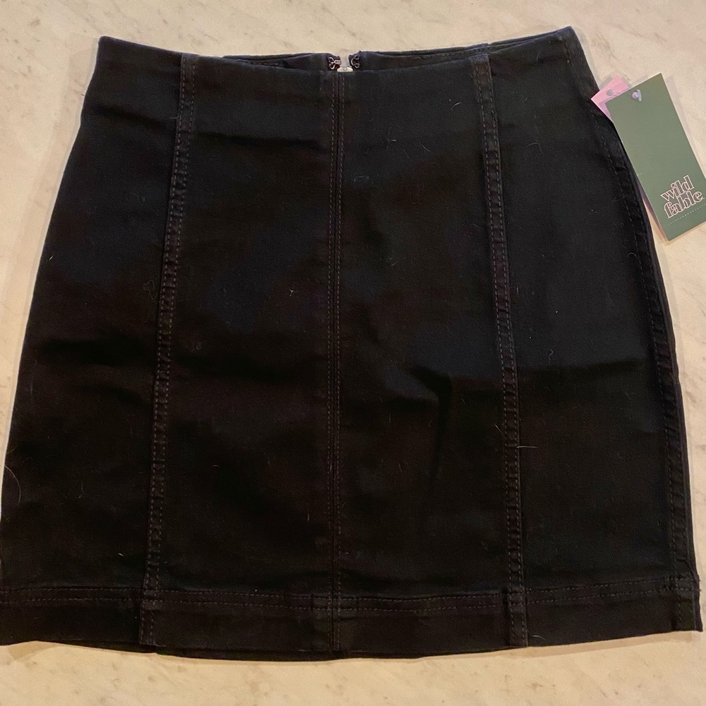 Black Denim Mini Skirt